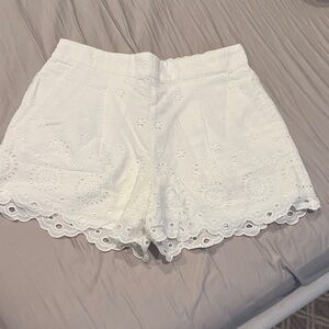LOFT White Eyelet High Waist Shorts
